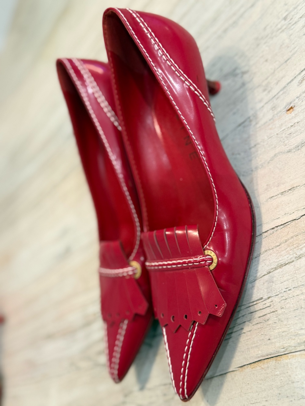 Celine Red Leather Kitten heels size 37 - Picture 6 of 13